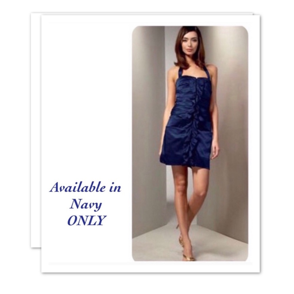 Phoebe Couture Sweetheart Navy Silk Multifunctional Halter Dress
